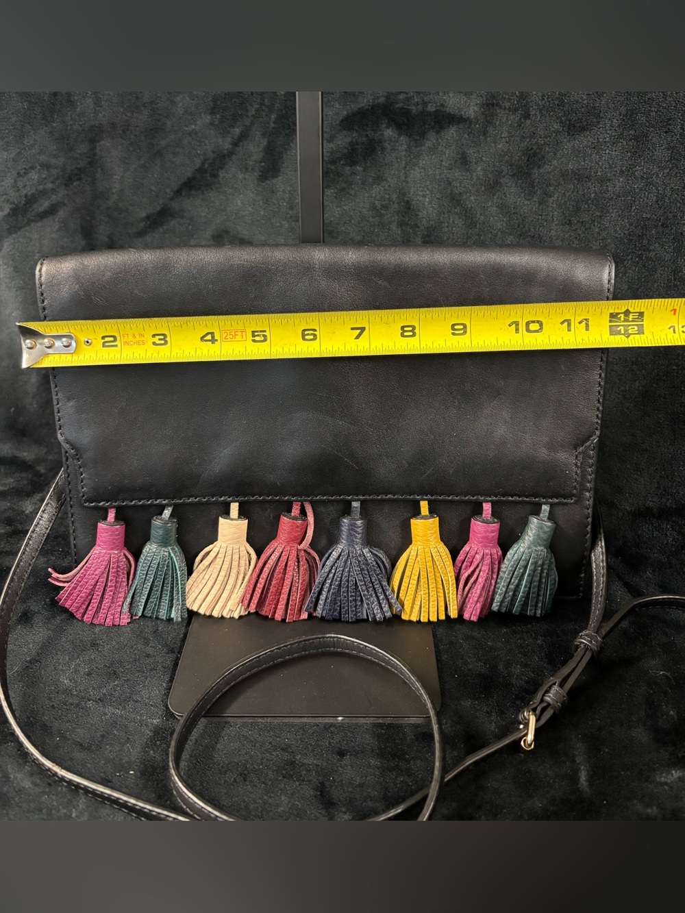 Rebecca Minkoff Sofia Leather Tassel Convertible Clutch Crossbody Black - Picture 5 of 14